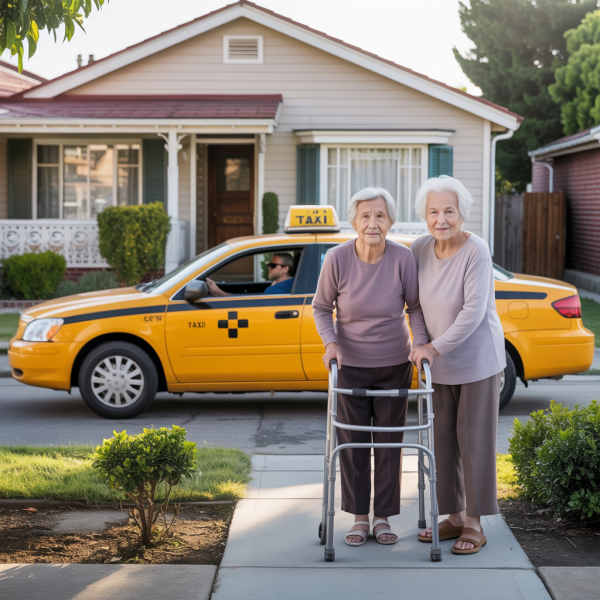 Two women waiting for a taxi