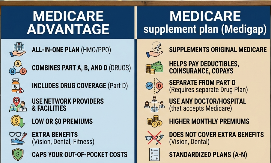 Medicare Advantage vs Medigap comparison chart — Craig Smith Insurance Group New York