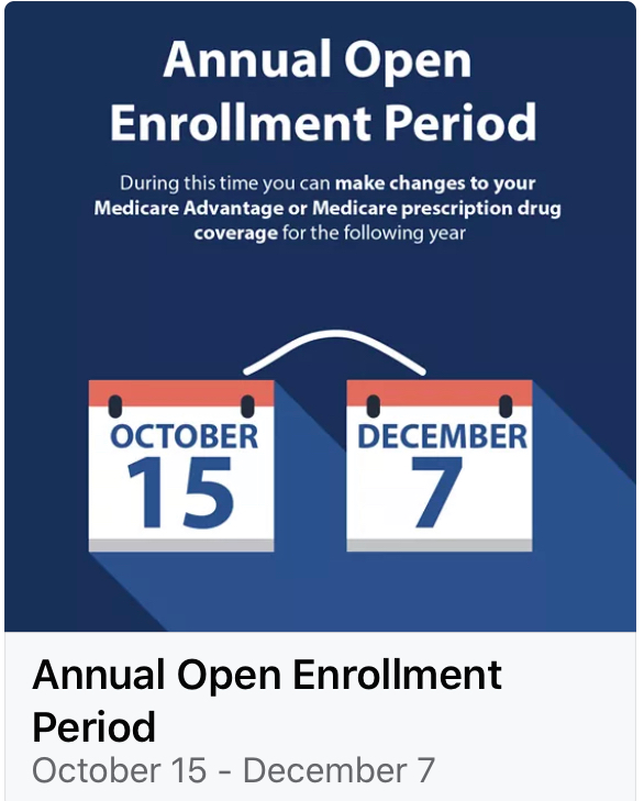 Here are all four fields for the AEP image: Alt Text: Medicare Annual Enrollment Period October 15 through December 7 — Craig Smith Insurance Group