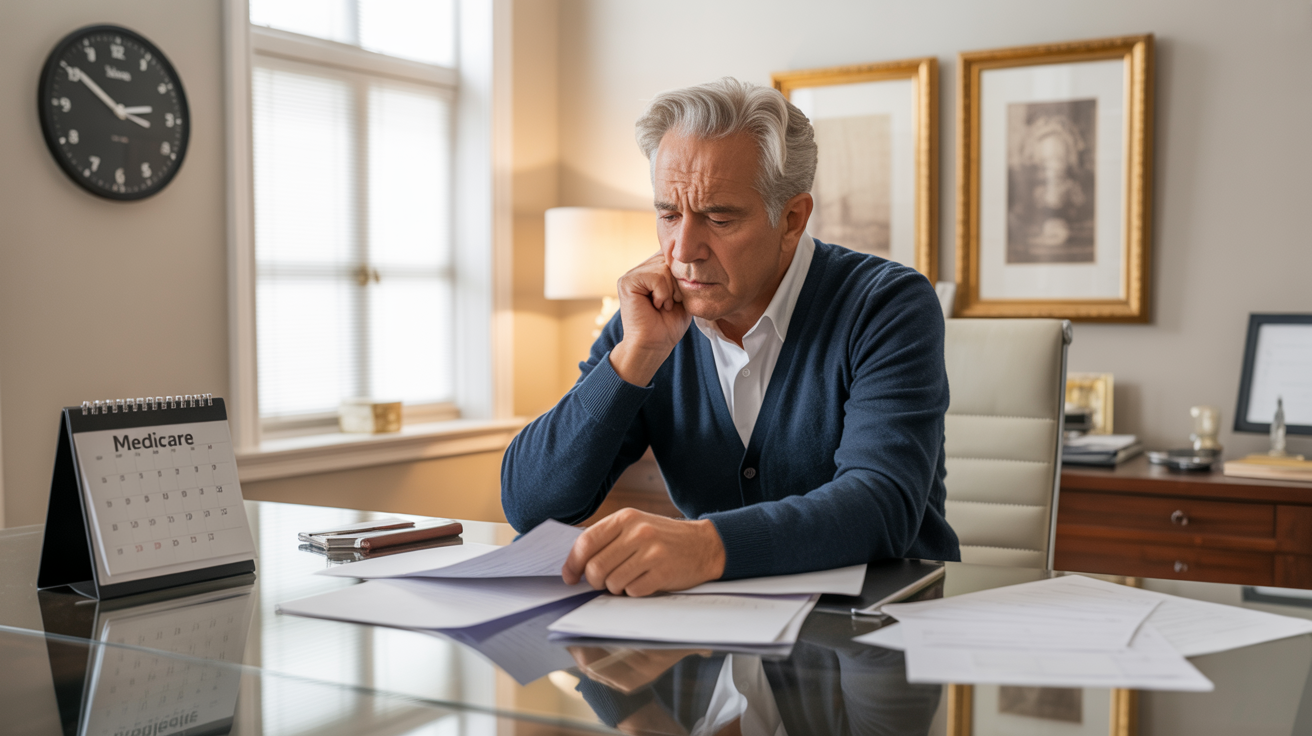 Medicare Special Enrollment Period — senior reviewing Medicare documents with urgency — Craig Smith Insurance Group