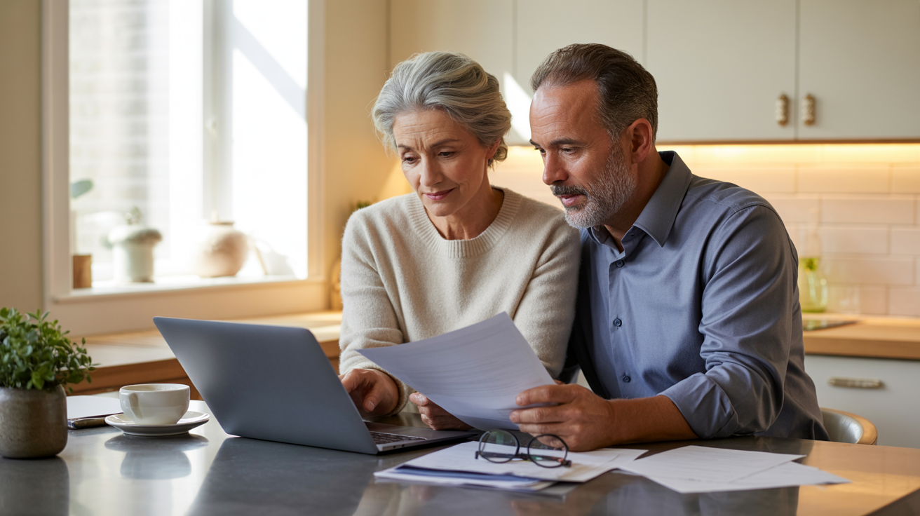 Medicare costs 2026 - couple reviewing Medicare premiums and documents